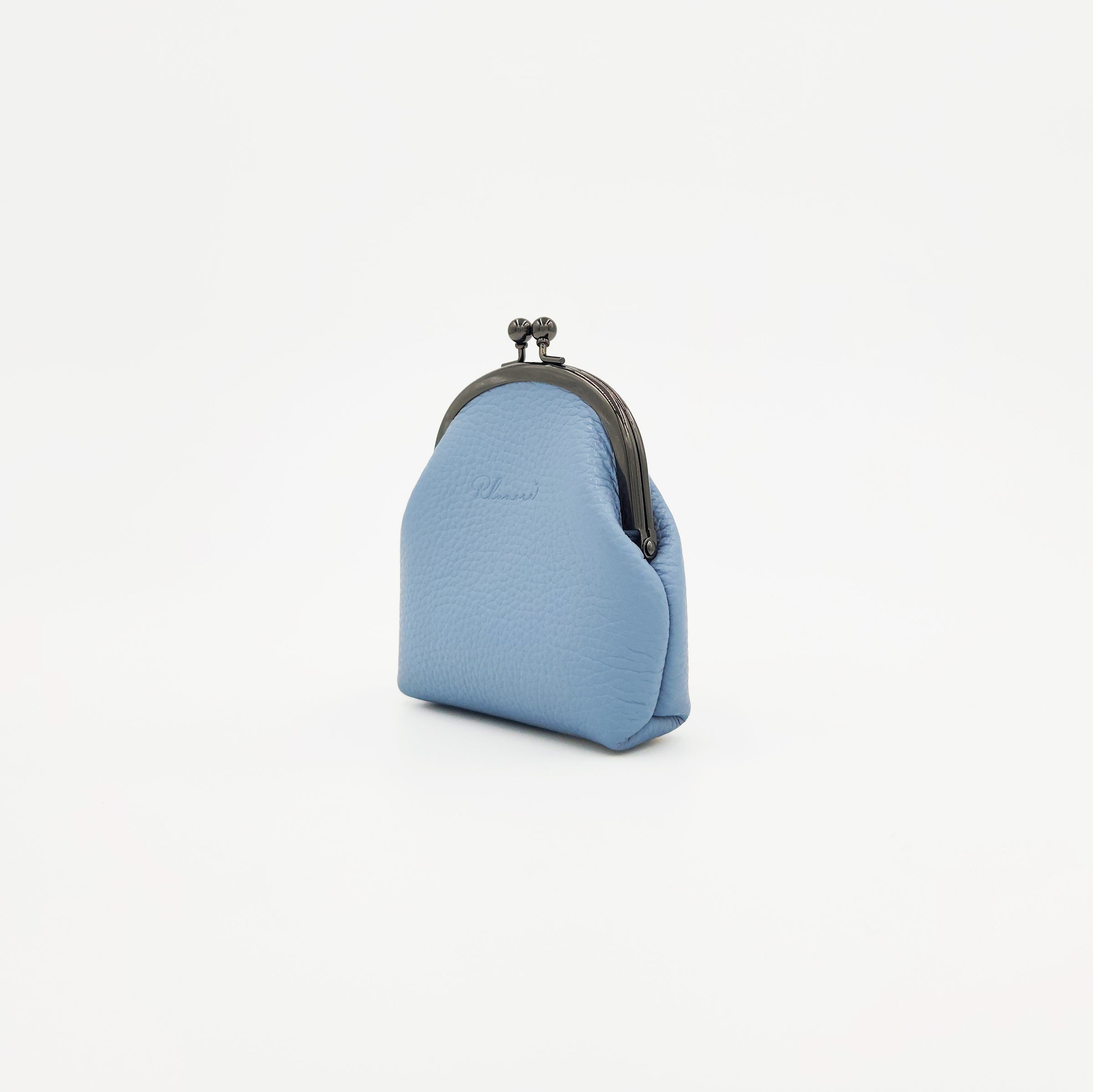 手縫いのがま口（R）　ブルー