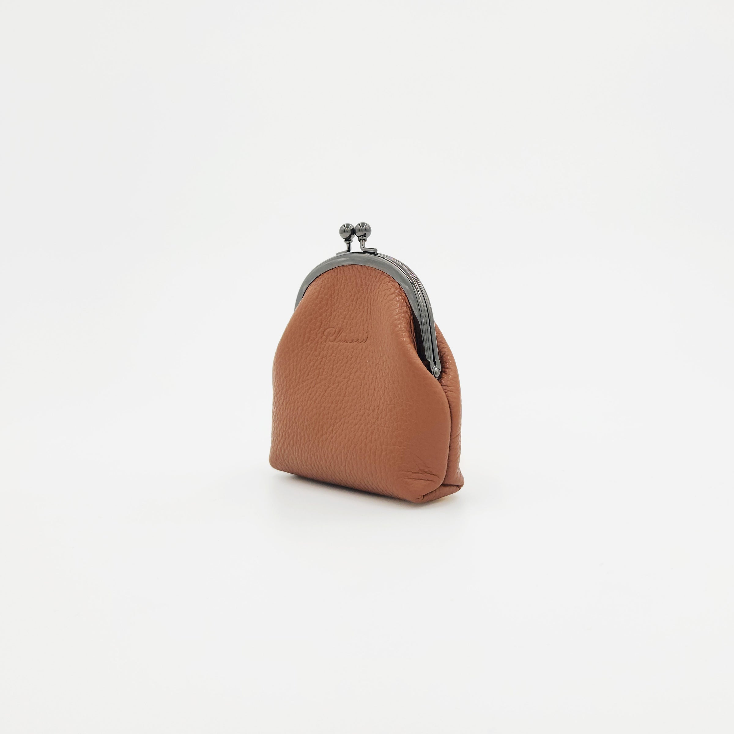 手縫いのがま口（R）　ブラウン