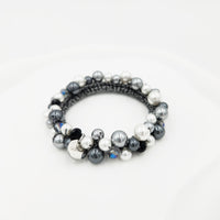 ビーズシュシュ　ブラック×シルバー