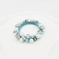 ビーズシュシュ　ミントブルー