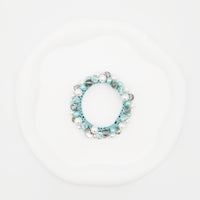 ビーズシュシュ　ミントブルー