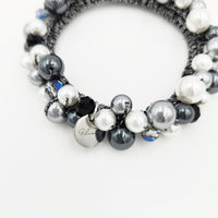 ビーズシュシュ　ブラック×シルバー