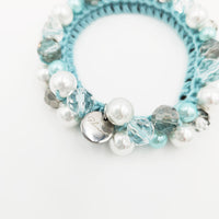 ビーズシュシュ　ミントブルー