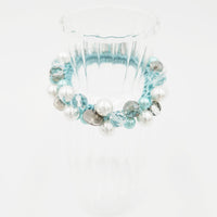 ビーズシュシュ　ミントブルー