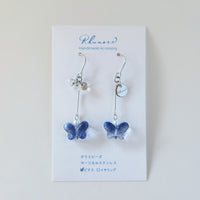 ガラス × 蝶々　ピアス＆イヤリング