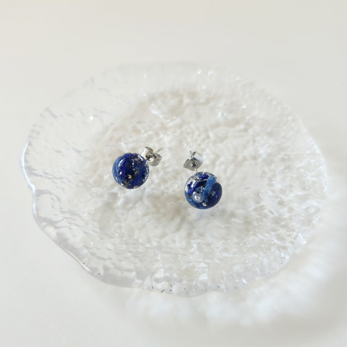天然石（ラピスラズリ）× 丸　ピアス＆イヤリング