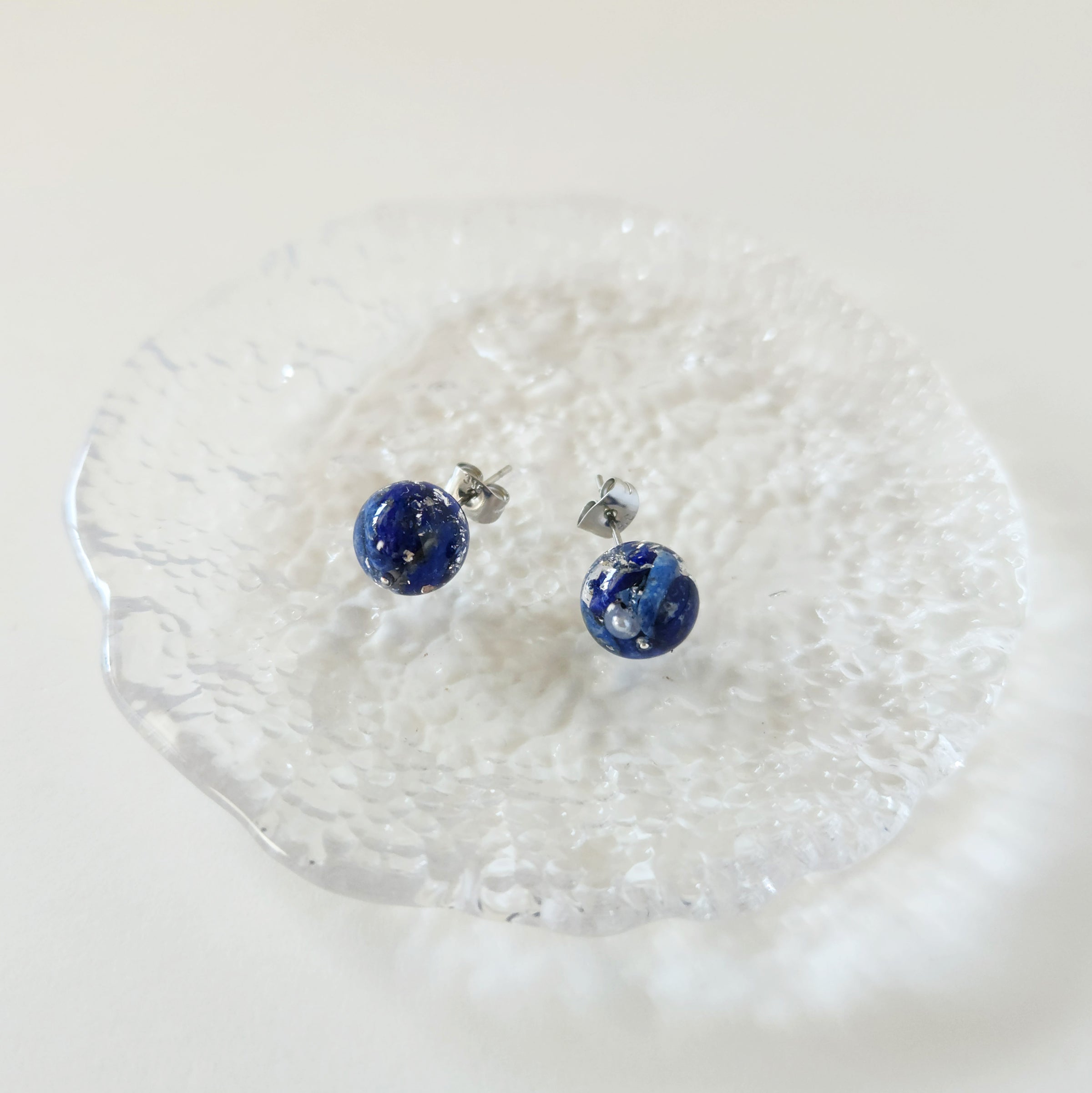 天然石（ラピスラズリ）× 丸　ピアス＆イヤリング