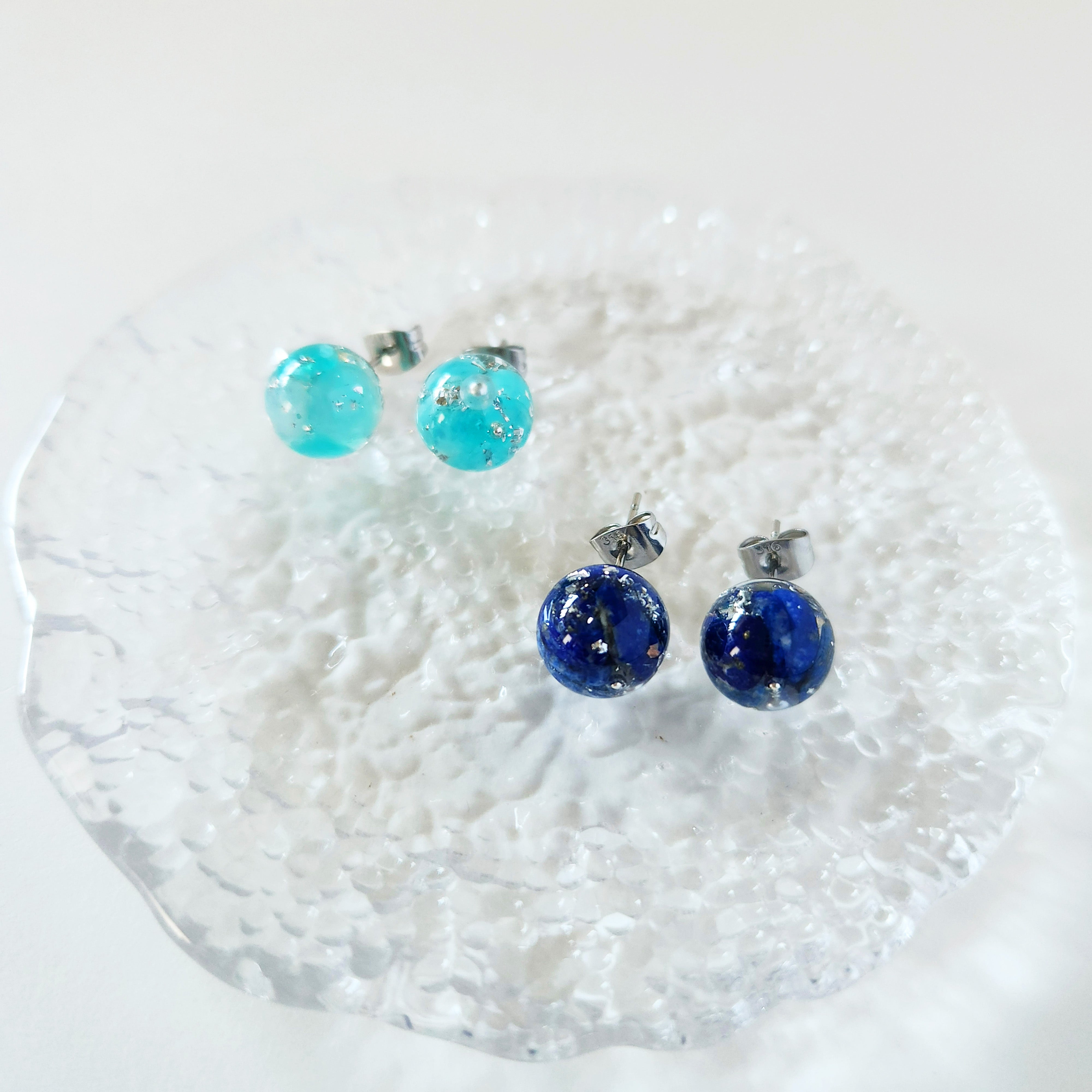 天然石（アクアマリン）× 丸 ピアス or イヤリング – Rhumore