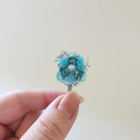 天然石（アマゾナイト）× 花　ポニーフック