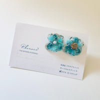 天然石（アマゾナイト）× 花　ピアス＆イヤリング