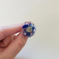 天然石（ラピスラズリ）× 花　ピアス＆イヤリング