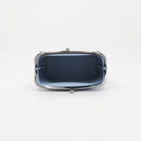 手縫いのがま口バッグ　ブルー