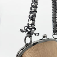 手縫いのがま口バッグ　ブルー