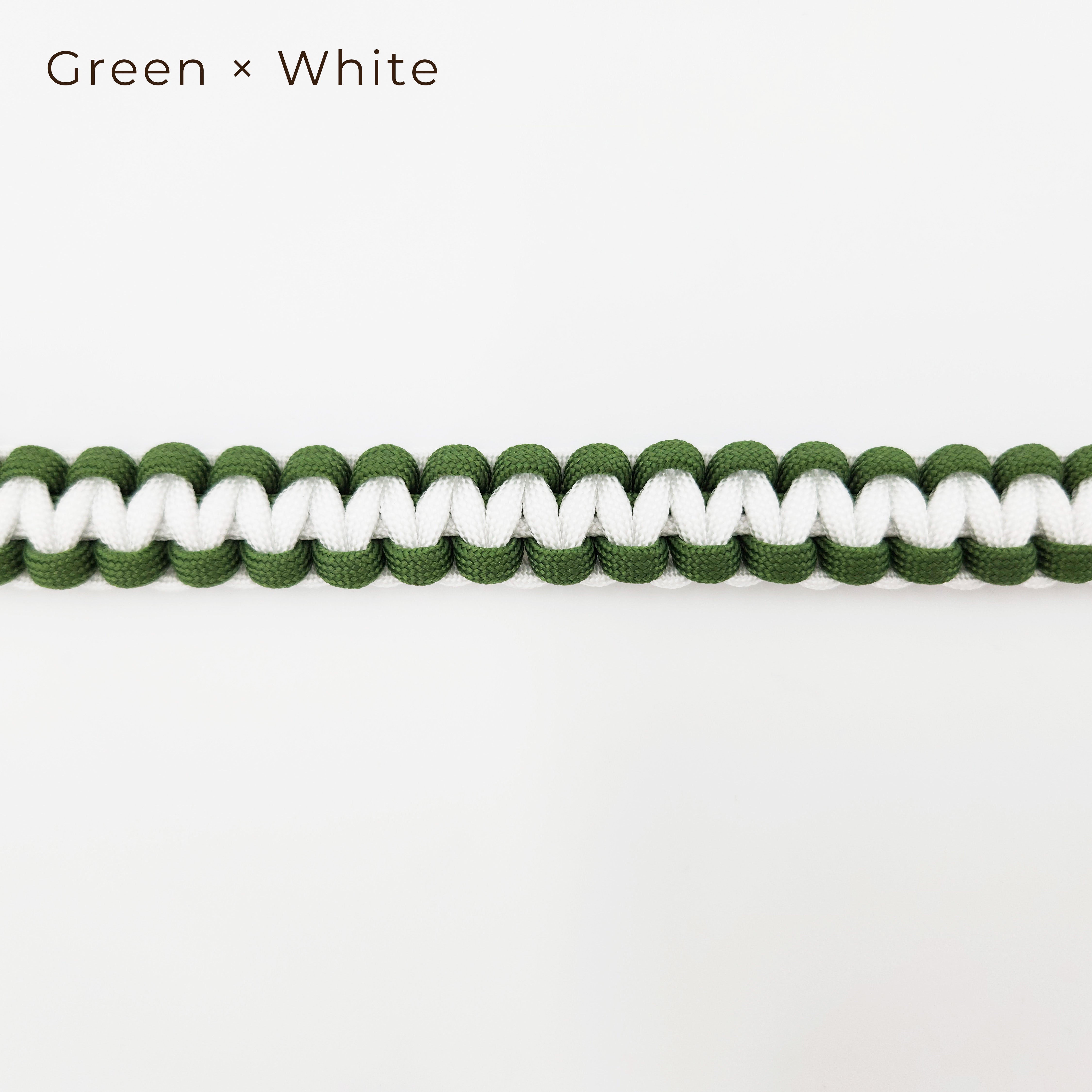 手編みのストラップ Green×White – Rhumore