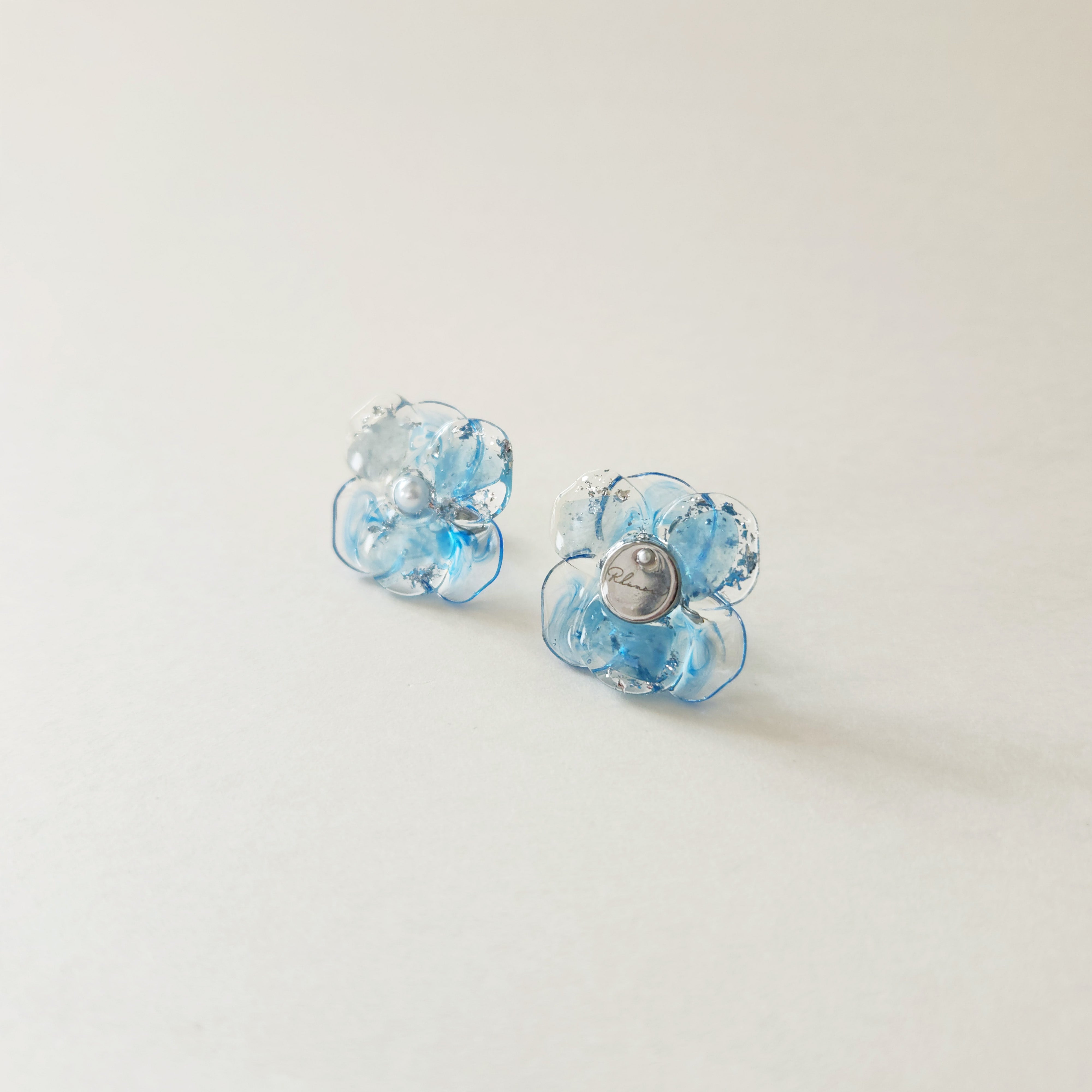 天然石（アクアマリン）× 花 ピアス or イヤリング – Rhumore