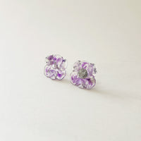 天然石（アメジスト）× 花　ピアス or イヤリング
