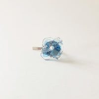 天然石（アクアマリン）× 花　ポニーフック