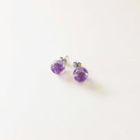 天然石（アメジスト）× 丸　ピアス or イヤリング
