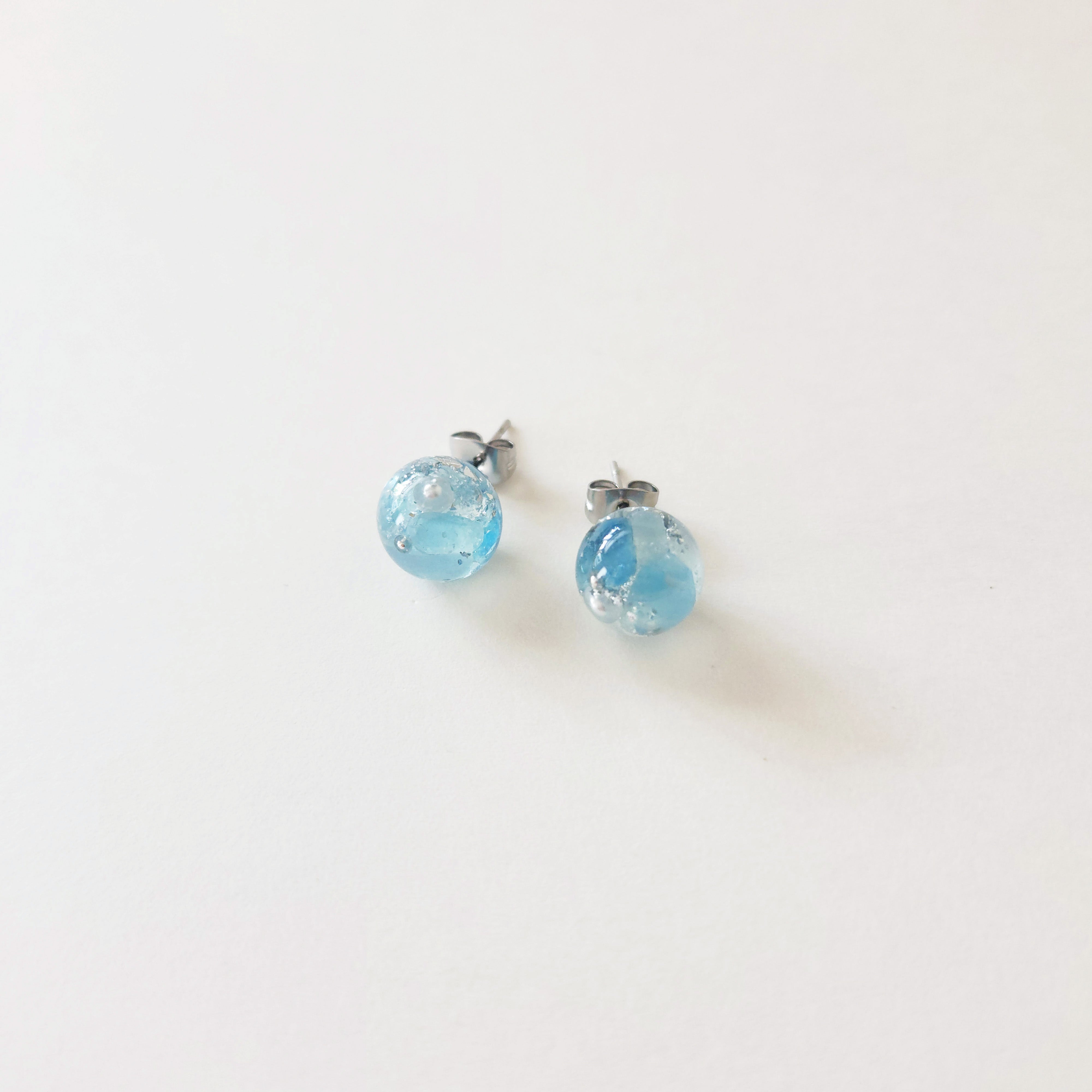 天然石（アクアマリン）× 丸 ピアス or イヤリング – Rhumore