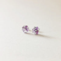 天然石（アメジスト）× 菊　ピアス or イヤリング